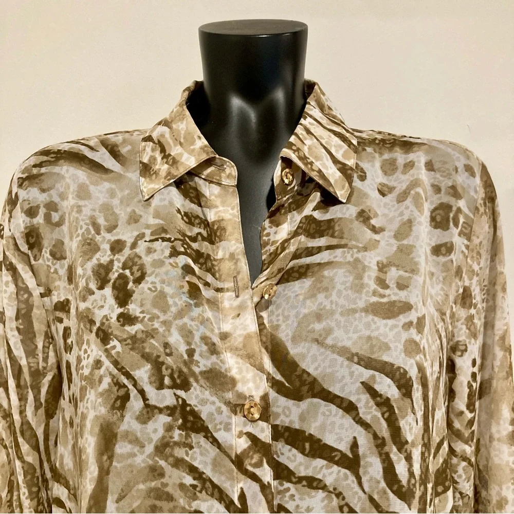 Women’s Sheer Animal Print Blouse Long Sleeve S JM Collection NWT - Picture 5 of 14